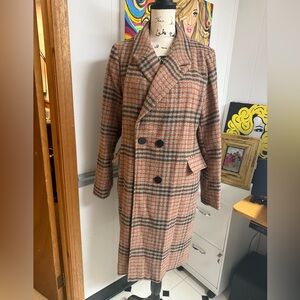 Never worn brown plaid coat